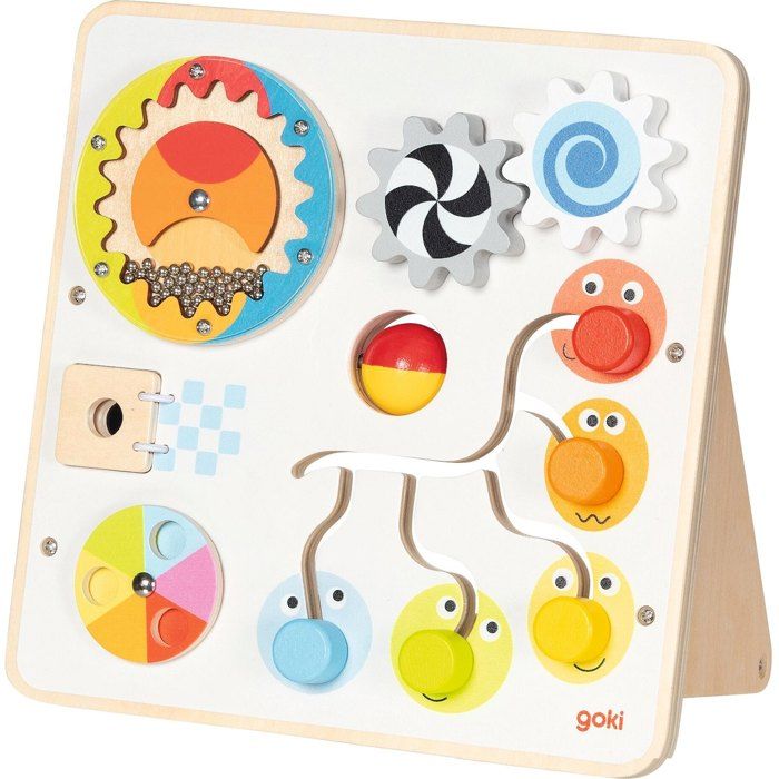 Jouet déveil - GOKI - Tableau d’activité et de motricité - 6 activités - Bois & métal - Dès 12 mois Jouet déveil - GOKI - Tableau d’activité et de motricité - 6 activités - Bois & métal - Dès 12 mois
