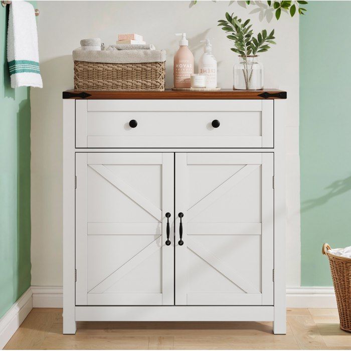 Buffet de cuisine 1 tiroir 2 portes et étagère réglable - BEAUNIV - style campagne pour cuisine 76×30×83 cm