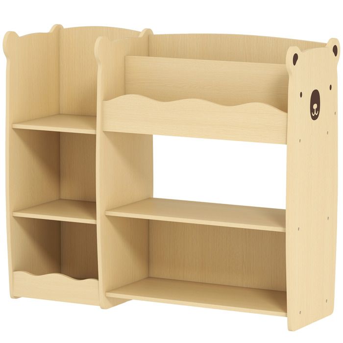 LIA Meuble rangement enfant 3 niveaux étagère de rangement pour jouets enfants avec étagères ouvertes 92x29x79cm naturel