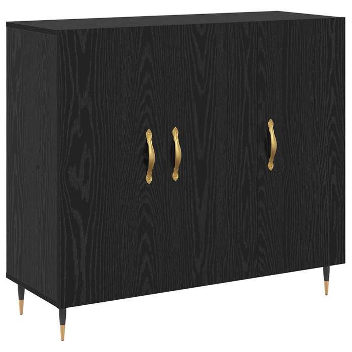 Buffet bas séjour{1 pièce}meuble de rangementdesign épuré Chêne noir 90 x 34 x 80 cm Bois dingénierie guw33f31