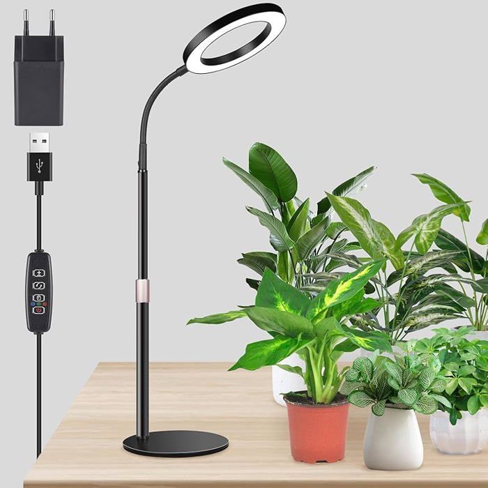 Lampe de croissance 80 LED pour plantes intérieur spectre complet avec minuterie 43-60 cm