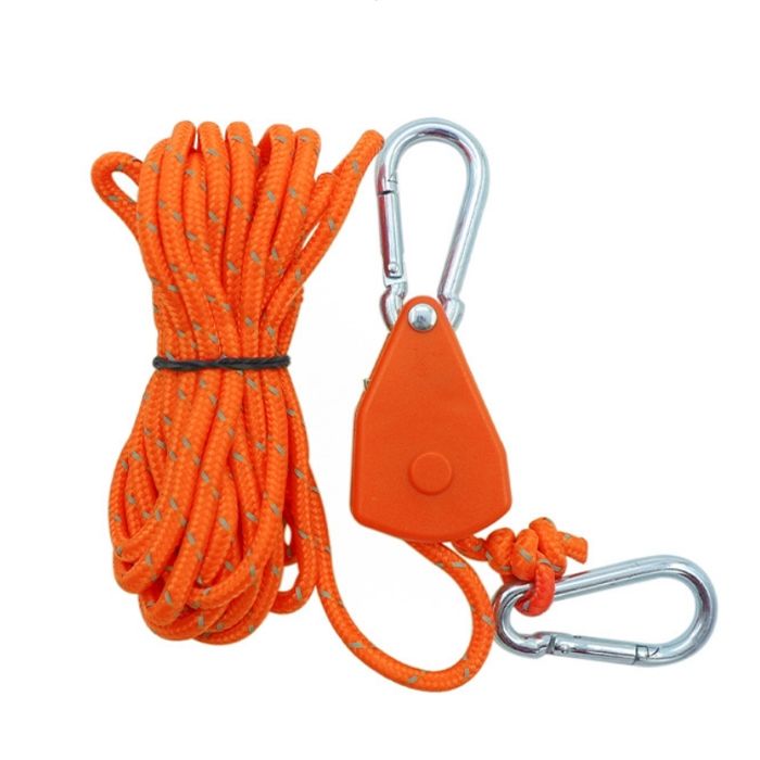 4 pièces cordes à cliquet réglable tendeur voile ombrage sangle pour lampes ou plantes en extérieur et intérieur orange