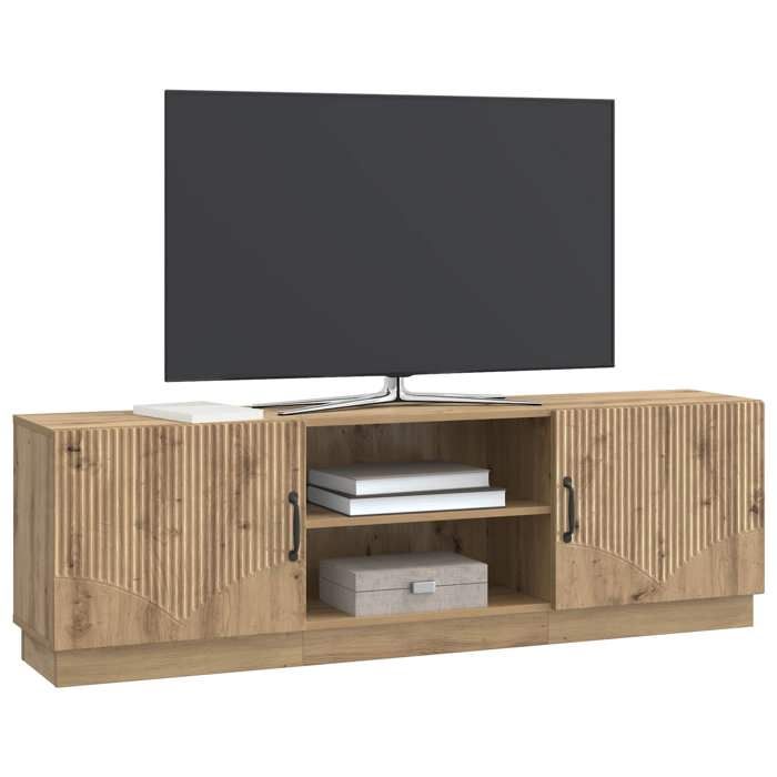 Meuble TV - vidaXL - banc TV - bois dingénierie - chêne artisanal - 150 x 31 x 47 cm - 2 portes à charnières - 1 étagère{wdg41h}
