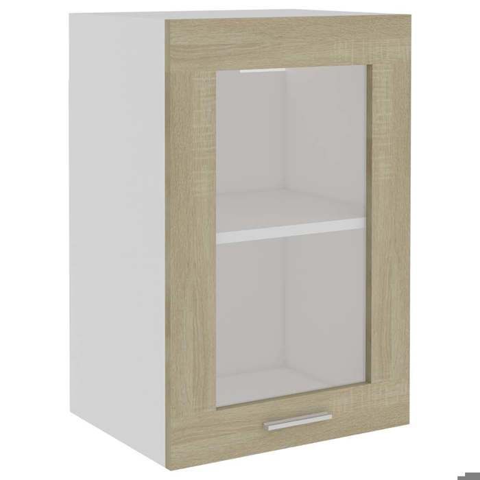Bois Vitrine suspendue Placard cuisine contemporain Lyon Chêne Sonoma 40x31x60 cm Bois dingénierie CC5513