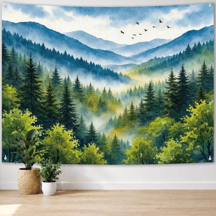 1 pièce Tapisseries de Fond en Polyester 120x90cm Tapisserie Décorative et Tenture Murale à Motifs de Montagne et forêt TENTURE