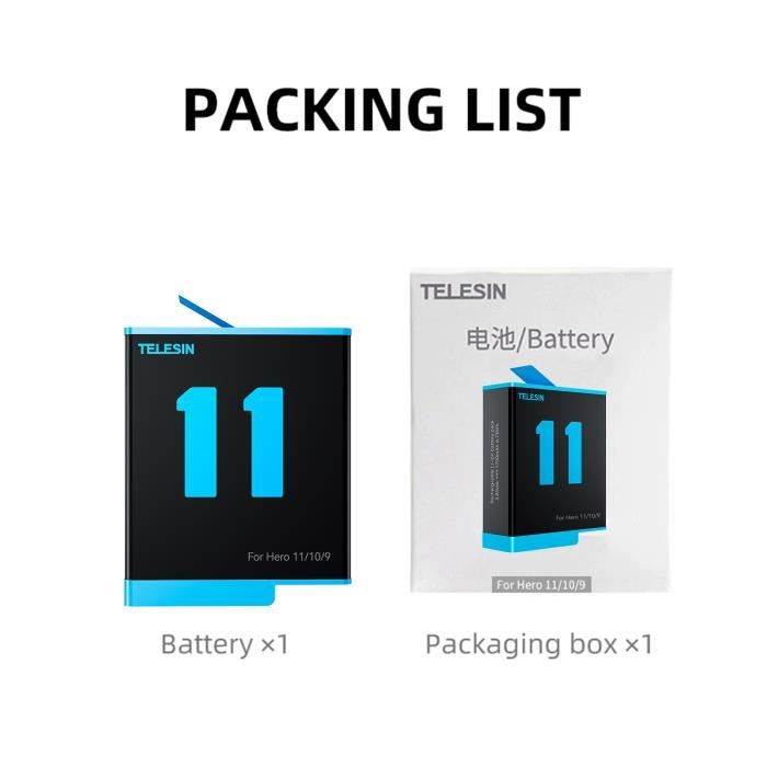 Chargeur Triple Pour GoPro Hero 13 Black - Lot 2 Batteries 1950 MAh + Boîtier Chargeur - Charge Rapide USB-C - Haute Capacité - 6