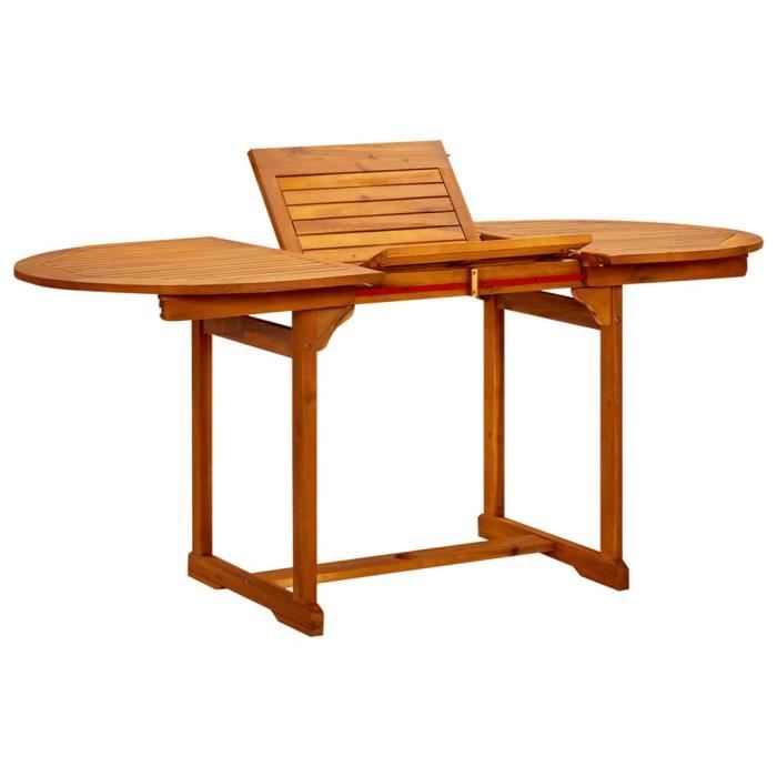 SIB Table à dîner de jardin (120-170)x80x75 cm Bois dacacia massif - AKO7542050660825