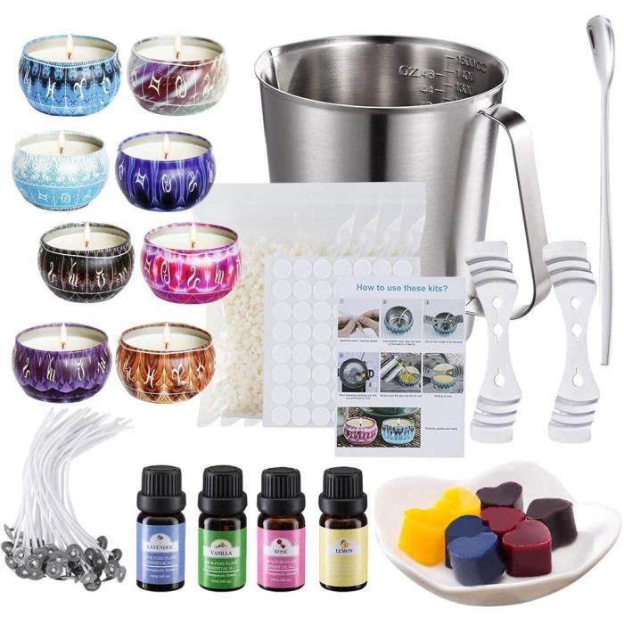 Kit DIY Bougies En Gel CoolCrafts - 900g De Cire Transparente, Mèches, Colorants - Création De Bougies Maison