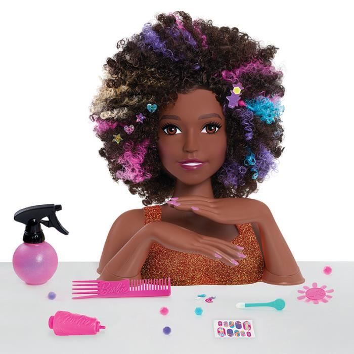 Barbie tête pour coiffer les cheveux arc-en-ciel Deluxe avec 27 accessoires  - Cdiscount Jeux - Jouets