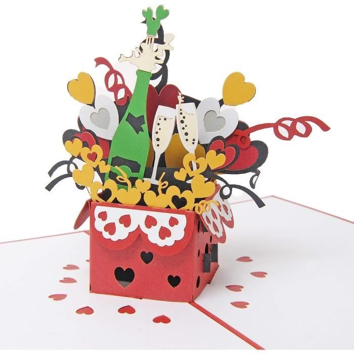 Carte de Voeux 3D Pop-Up, Carte Mariage 3D avec Enveloppe Carte Couple Romantique, Carte Cadeau
