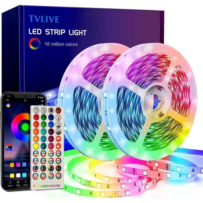 TVLIVE Ruban LED 10M(5M*2) RGB LED Ruban Musique Bande LED