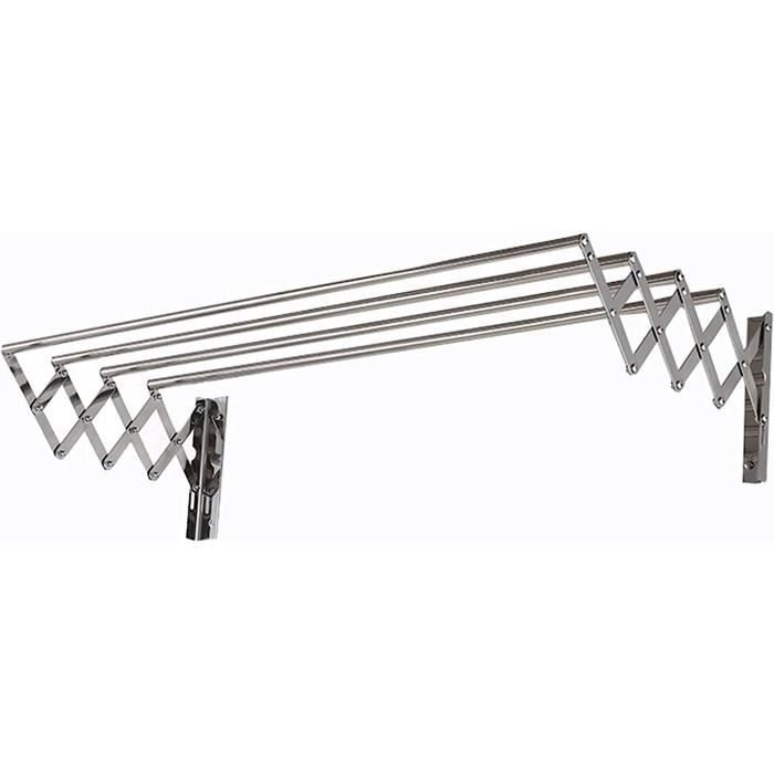 Séchoir à Linge Mural Pliable AISIR - Intérieur/Extérieur - Aluminium Noir - 50 Kg