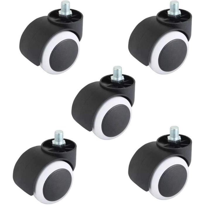 Belle Vous Lot De 5 Roulettes De Remplacement Pour Chaises De Bureau - 10x25mm, Silencieuses Et Universelles