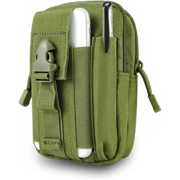 Pochette Tactique Ceinture MOLLE - Nylon 1000D - Multi-poches - Pour Randonnée, Vélo, Camping (Noir)