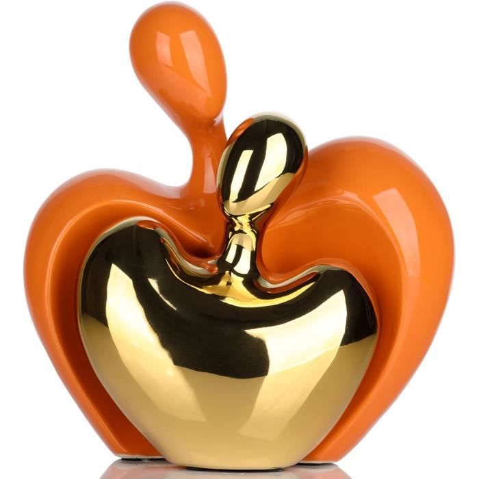 Statue D'Amour Passionné,Sculpture Abstraite En Céramique Pour Salon,Statue De Couple Orange Et