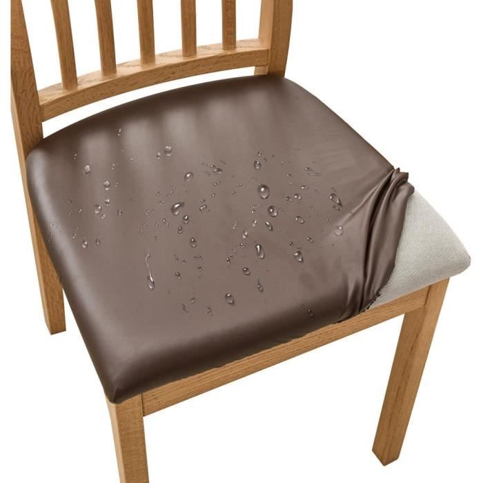 Housses de chaise en cuir PU, imperméables, extensibles, pour salle à manger, cuisine, élastique, couleur unie, protection de siège, décoration de la maison  15