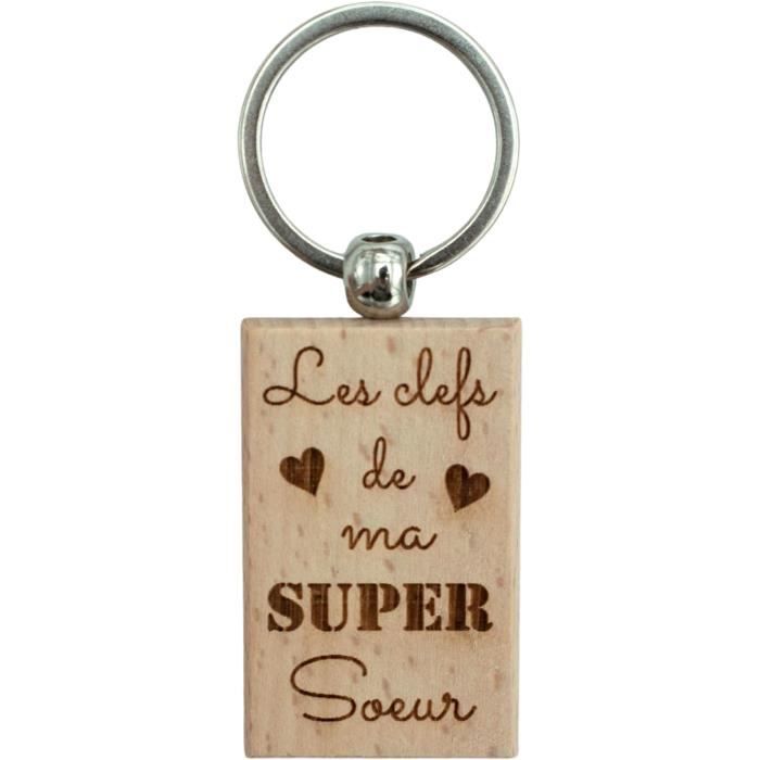 Porte-clés Cadeau Pour Soeur - Acier Inoxydable, Message Personnalisé, Diamètre 3 Cm, Cadeau Original
