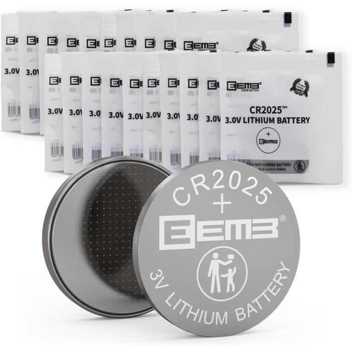 20 Pack CR2025 Batterie 3V Batterie au Lithium Bouton Pile 2025