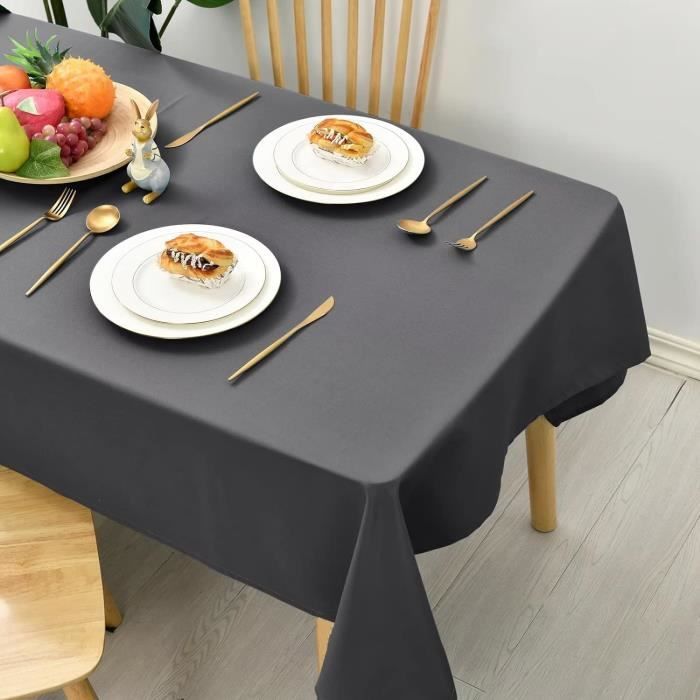 Deconovo Nappe De Tables Rectangulaire Effet Lin Imperméable Anti-tâche