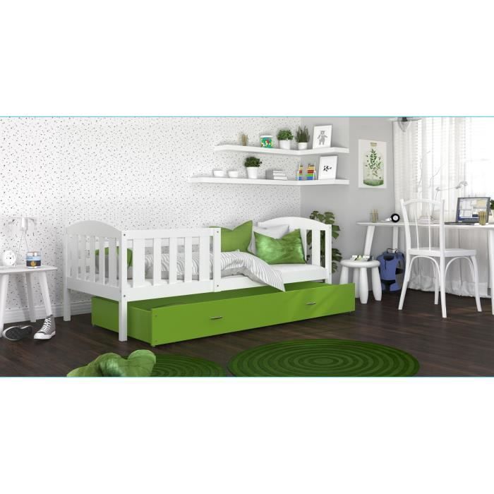 Lit Enfant Teo 90x190 Blanc Vert Livre Avec Tiroir Sommier Et Matelas En Mousse 7cm Offert Achat Vente Lit Complet Lit Enfant Teo 90x190 Blanc Soldes Des Le 15 Juillet Cdiscount