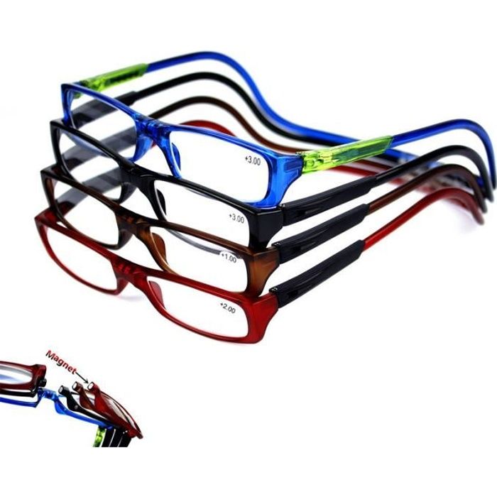 +2.0 Lunettes de lecture magnétiques bicolores (4 paires)