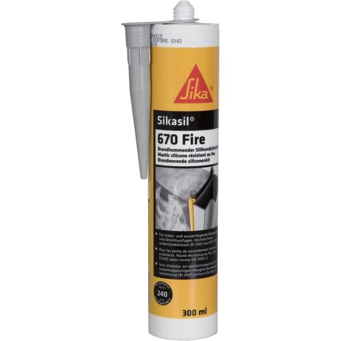 670 Fire, Mastic silicone résistant au feu, 300ml, Gris [743 ...