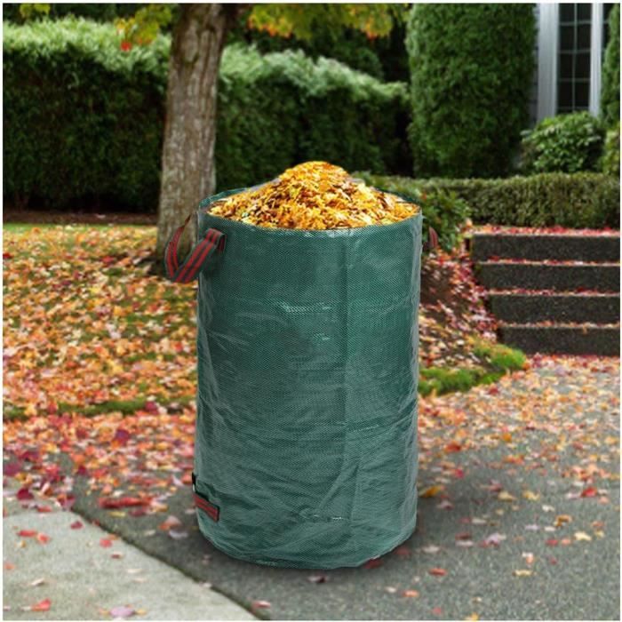 Sac De Jardin 120 Litres – Pliable – Polypropylène Résistant – Pour Feuilles, Herbe, Déchets Verts – 3 Poignées – Vert