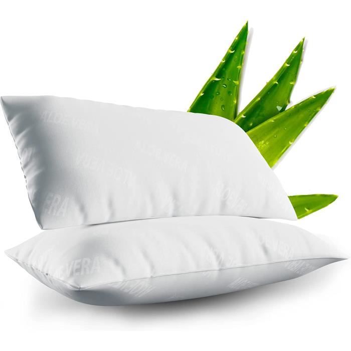 Pillow Cousin lit Oreiller Moelleux Plat Rectangulaire + Extra TAIE  d'oreiller Aloe Vera Lot de 2 Oreiller Confort de Sommeil A327 - Cdiscount  Maison