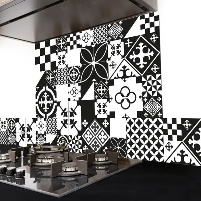 99 Deco Credence Cuisine Aluminium Ciment Style Black And White L60xh70cm Noir Mixte Adultes L 60 H 70 Cm Cdiscount Maison