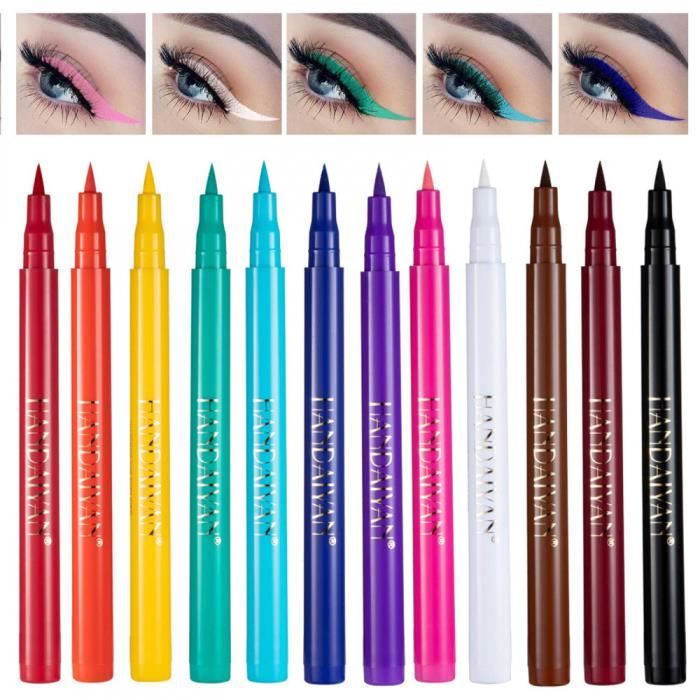 Eyeliner Waterproof Colorés De 12 Couleurs,Eye Liner Couleur Liquide