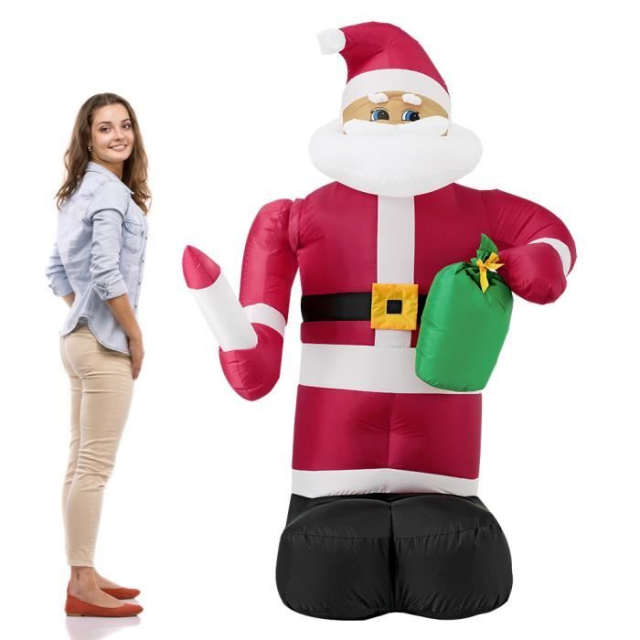 Père Noël 193cm bougeant illuminé par LED Noël Saint Nicolas grandeur