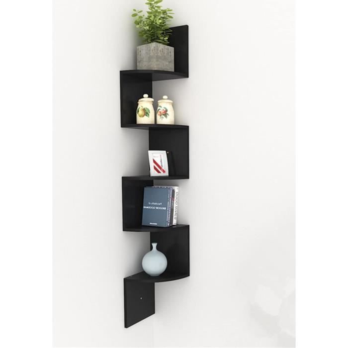 Étagère Murale Industrielle 5 Niveaux - DECLIC HOME - Noir Et Bois - 189 Cm