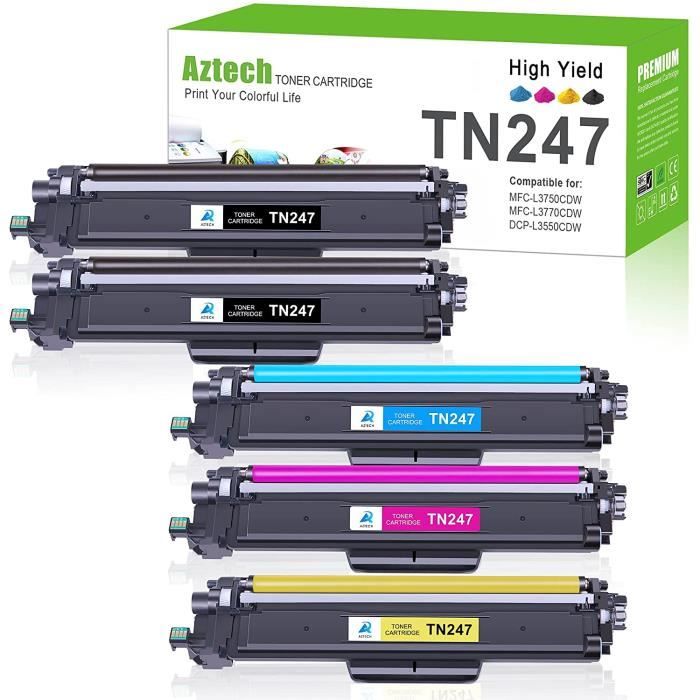 Aztech TN247 TN-243CMYK Cartouche de Toner Compatible pour Brother
