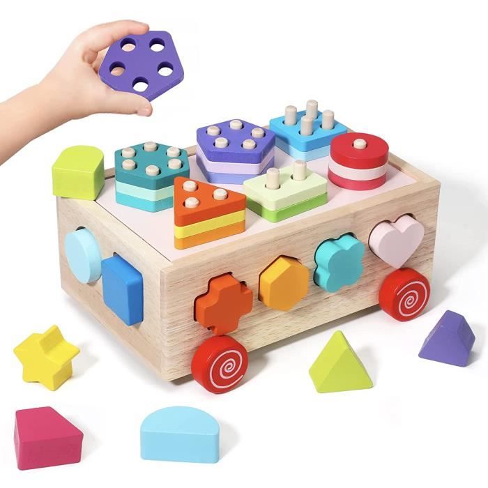 Jouet Bebe Montessori Jouet en Bois Garçons Filles Jeux de Tri Motricité  Fine Puzzle en Bois pour Enfants 1-3 Ans Jouets Éducatifs - Cdiscount Jeux  - Jouets