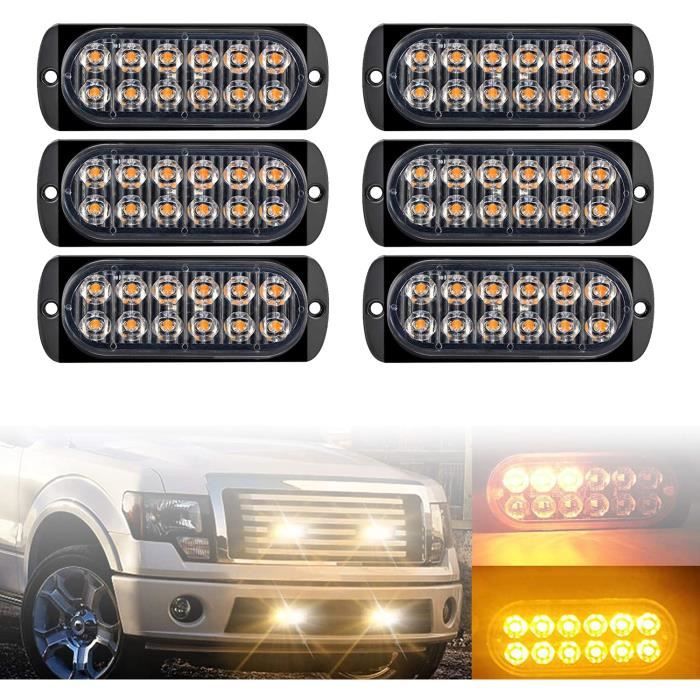 2 Feux Stroboscopiques LED 12-24V - 16 Modes, étanches IP65, Pour Voiture, Camion, Van, Bateau, Véhicule D'urgence