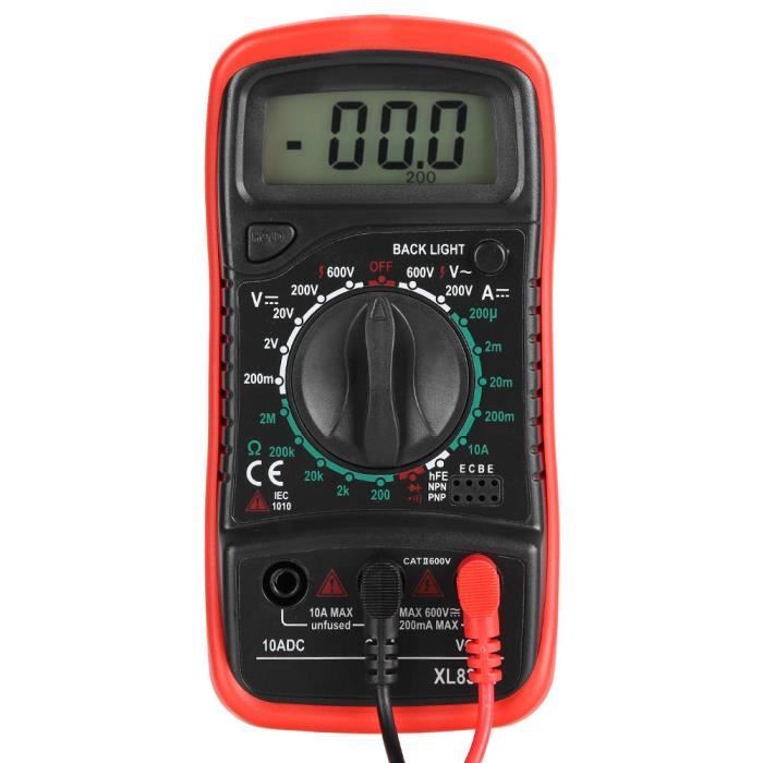 Ashata Multimètre numérique XL830L portable LCD numérique multimètre voltmètre ampèremètre ohmmètre testeur de tension de