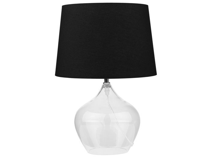 Lampe De Table En Verre Transparente Noire 45 Cm Osum Achat