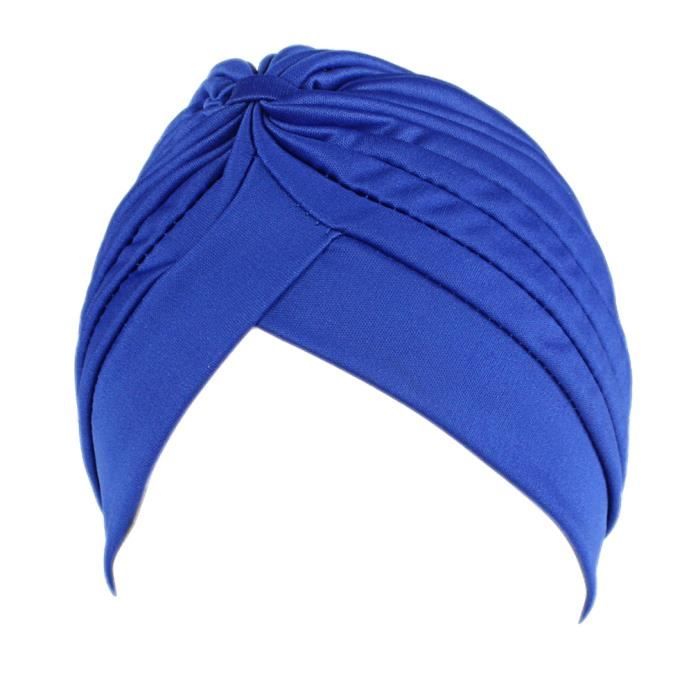 Bonnet De Bain/Turban Chimio Pour Femme - Confortable, Pour Perte De Cheveux (Bleu Marine & Blanc) - 3