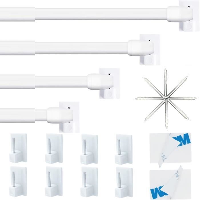 Gatuida - Lot De 2 Tringles à Rideau Réglables Sans Perçage, Support Universel Pour Salle De Bain, Salon, Chambre (40-70 Cm, Blanc)