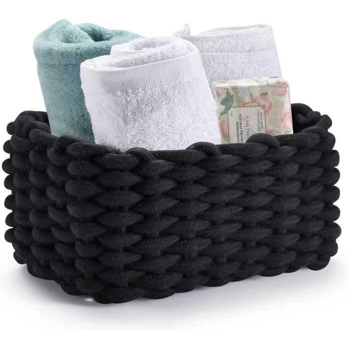 Qside Panier De Rangement En Coton - 25 X 17 X 13 Cm - Noir ...