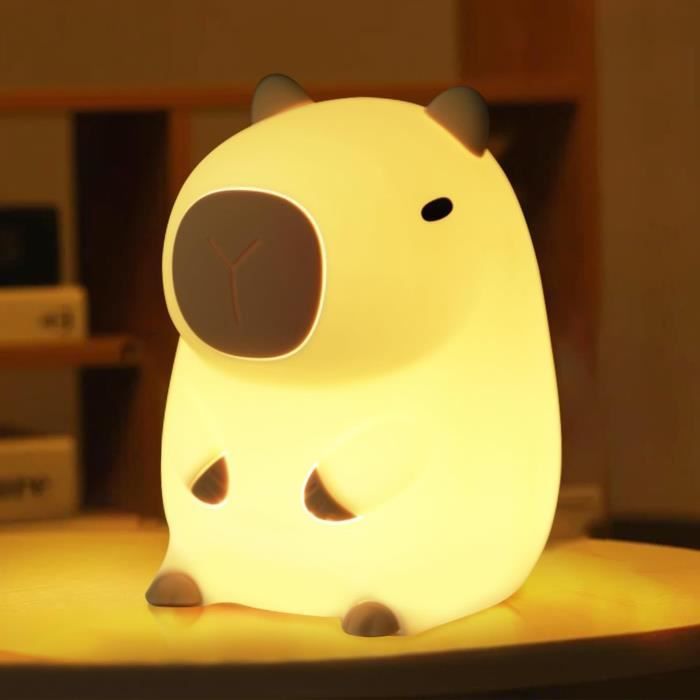 Veilleuse Enfant Capybara – Silicone Doux – Lumière Chaude – Rechargeable USB – Avec Timer – Déco Mignonne Et Apaisante
