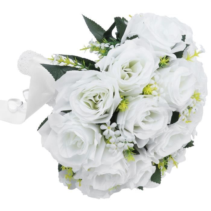 Fleurs Artificielles-Violet Rose Blanche Mariage Bouquet demoiselle d'honneur Grooms Femmes