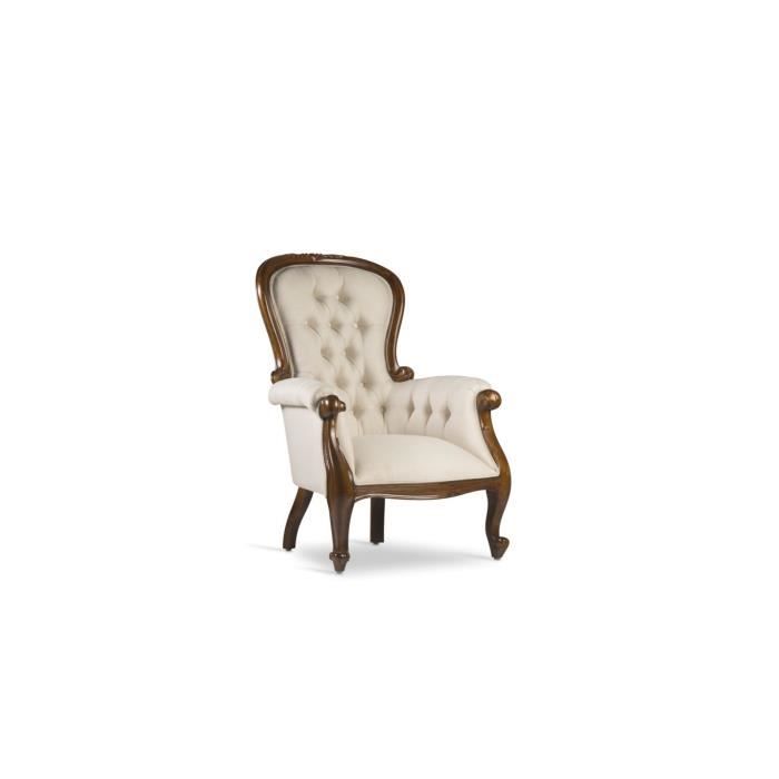 smarttrunc (fauteuil bois polyester blanc 76x75x107cm - bois, polyester - décoration d'autrefois,132)