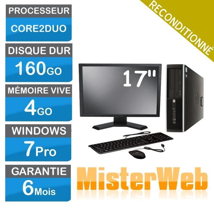 Ordinateur de Bureau complet core2duo 160 Go HDD 2 Go Ram Win7 écran 17 EN VRAC selon modèle disponible. DELL HP LENOVO En tour .