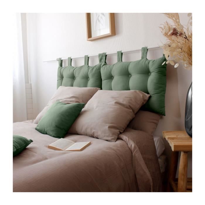tête de lit capitonnée - enjoy home - argile - bois - 70x45 cm - vert