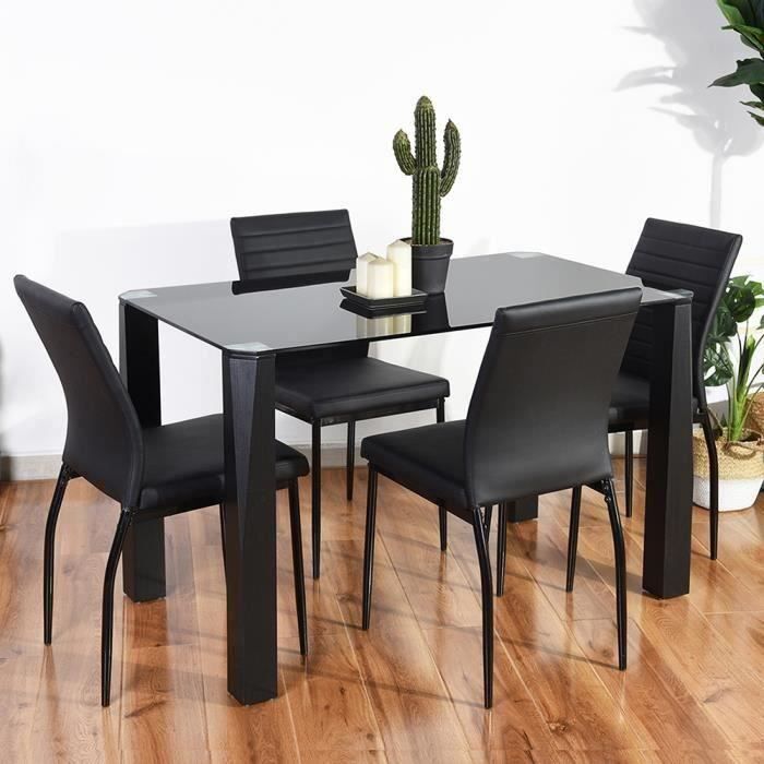 Furniturer Table A Manger De 4 Personnes Style Industriel Plateau