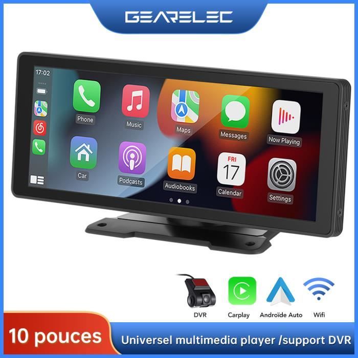 GEARELEC Autoradio Portable 10 pouces avec Carplay Android Auto WiFi Bluetooth FM et 720p Enregistreur de Conduite
