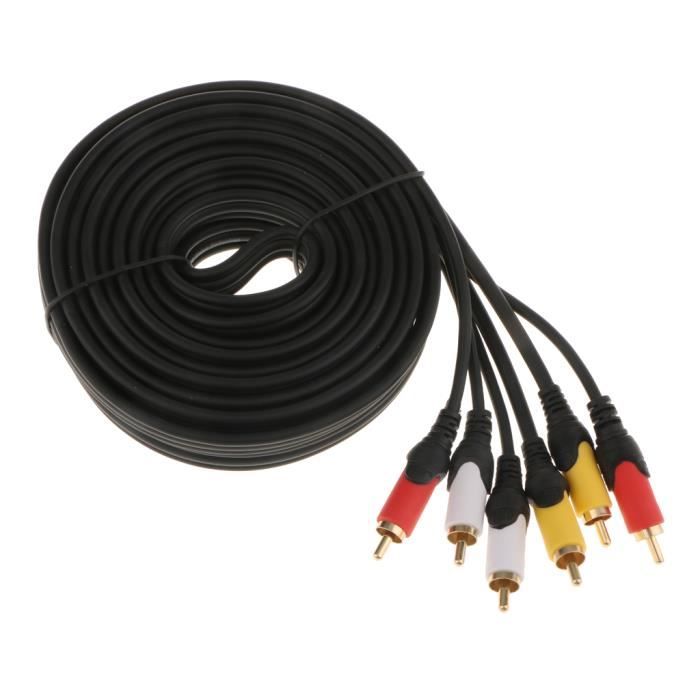 Câble Audio/vidéo RCA Phono 3 Canaux Plaqué Or - 3 Mètres, épais, Pour HiFi, Voiture, Garantie 1 An