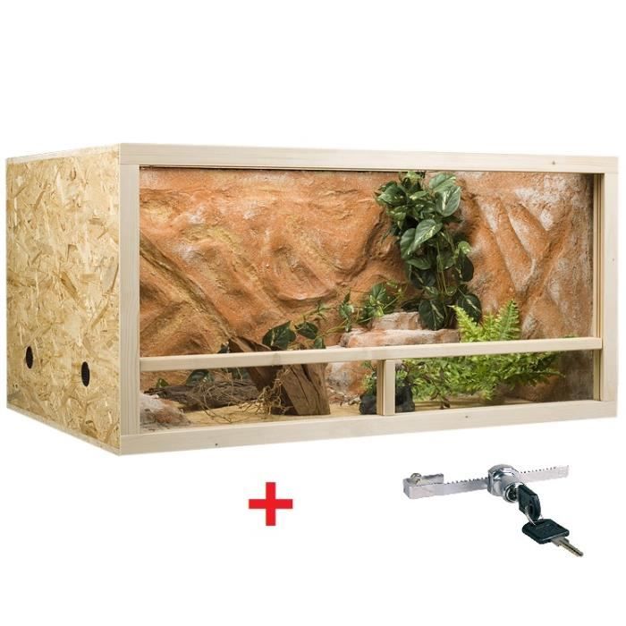 Terrarium OSB, terrarium en bois 120x60x60 cm avec aération latérale