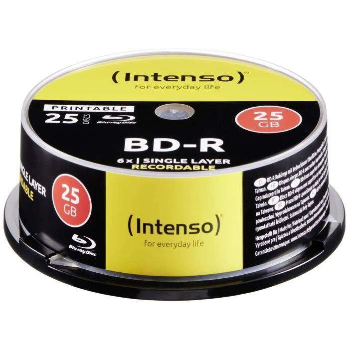Intenso 5101114 Blu-ray BD-R SL vierge 25 GB 25 pc(s) tour imprimable -  Cdiscount Informatique